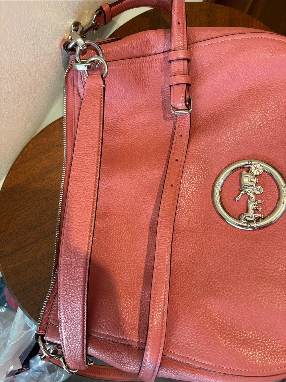 Coach Elle hobo bag  shoulder bag  satchel  pebble Leather dusty Rose/Silvertone